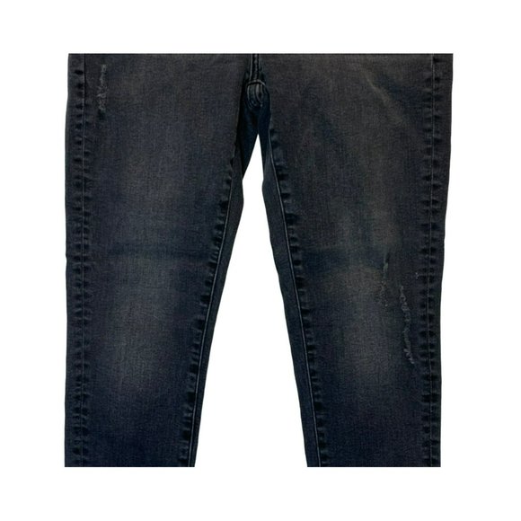 Zara Jeans Size 6 Mid Rise Skinny Stretch Black Faded Distressed Frayed Raw Hem - Picture 4 of 7